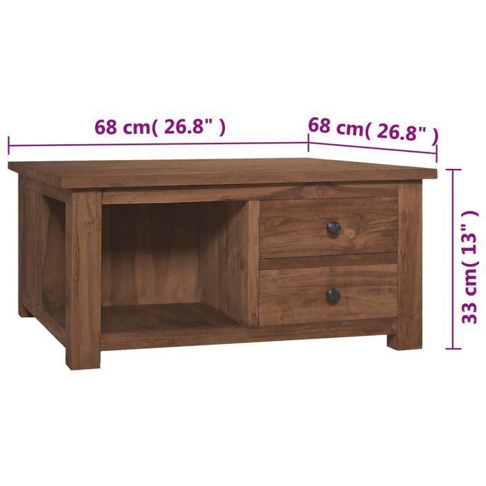 Table basse 68x68x33 cm Bois de teck solide - Photo n°8