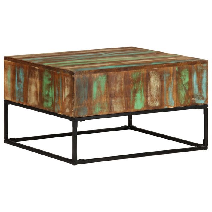 Table basse 68x68x41 cm Bois de récupération solide - Photo n°7