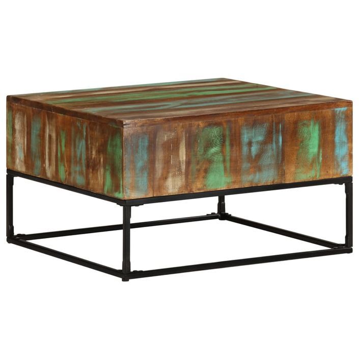 Table basse 68x68x41 cm Bois de récupération solide - Photo n°8