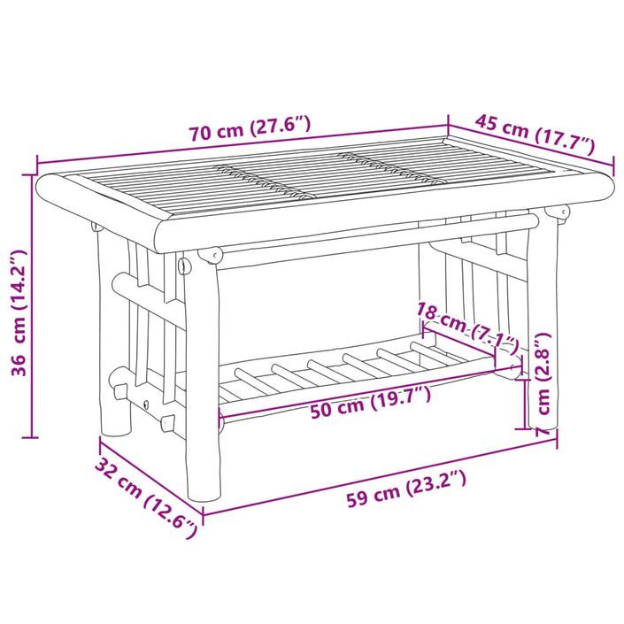 Table basse 70x45x36 cm bambou - Photo n°7