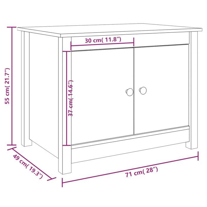 Table basse 71x49x55 cm Bois massif de pin - Photo n°11