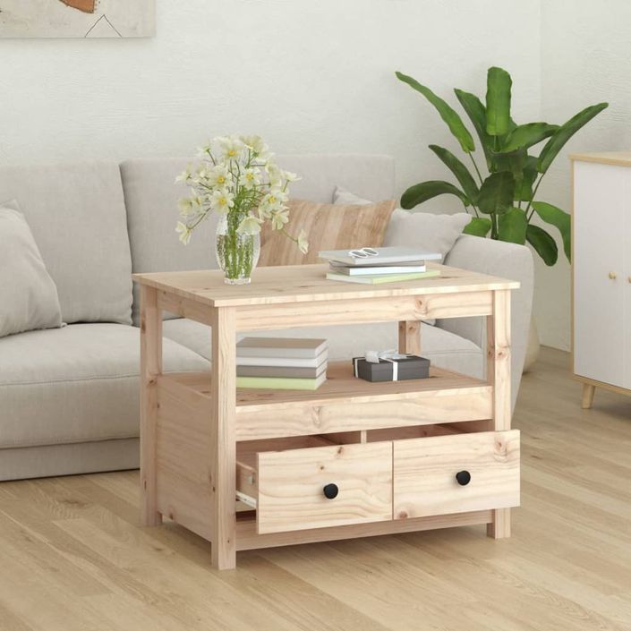 Table basse 71x49x55 cm Bois massif de pin - Photo n°4