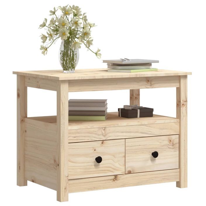 Table basse 71x49x55 cm Bois massif de pin - Photo n°5