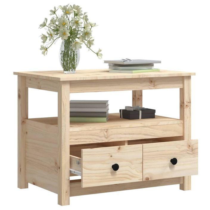 Table basse 71x49x55 cm Bois massif de pin - Photo n°6