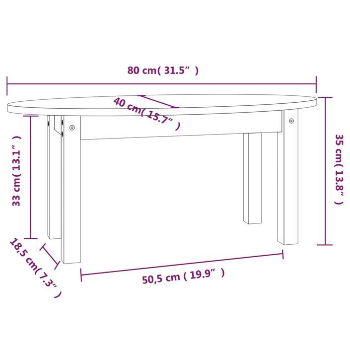 Table basse 80x40x35 cm Bois massif de pin - Photo n°9