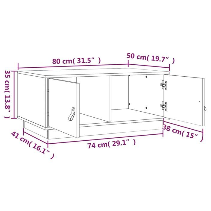 Table basse 80x50x35 cm Bois massif de pin - Photo n°10