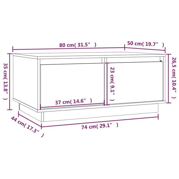 Table basse 80x50x35 cm Bois massif de pin - Photo n°10