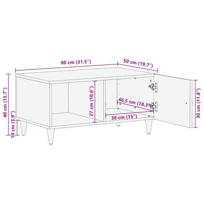 Table basse 80x50x40 cm bois de manguier massif - Photo n°12