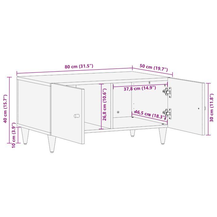 Table basse 80x50x40 cm bois de manguier massif - Photo n°11