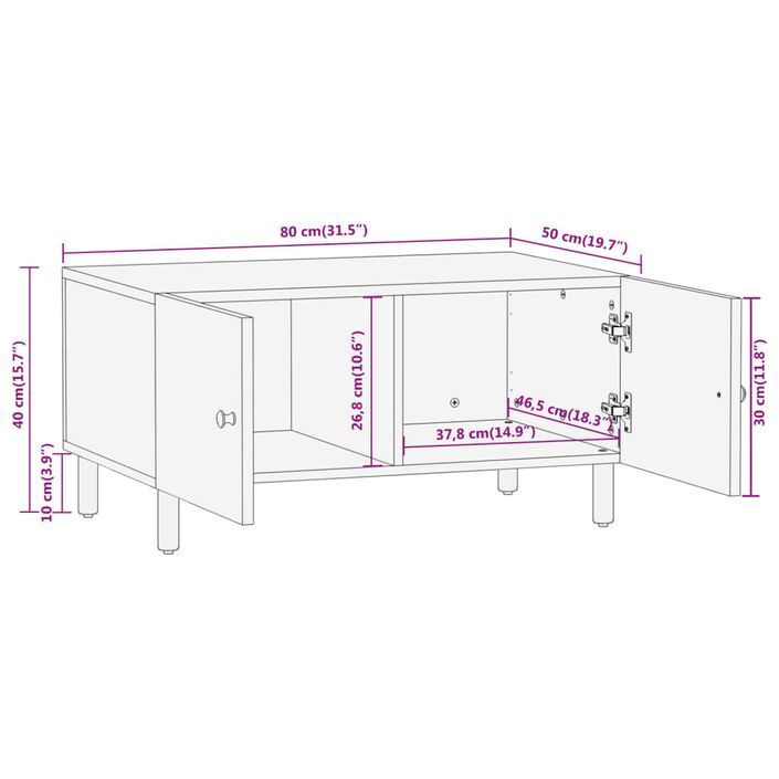 Table basse 80x50x40 cm bois massif d'acacia - Photo n°12