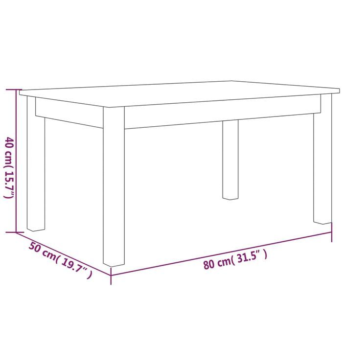 Table basse 80x50x40 cm Bois massif de pin - Photo n°8