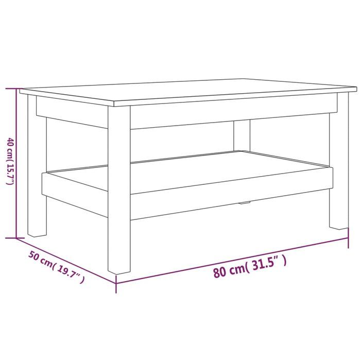 Table basse 80x50x40 cm Bois massif de pin - Photo n°8