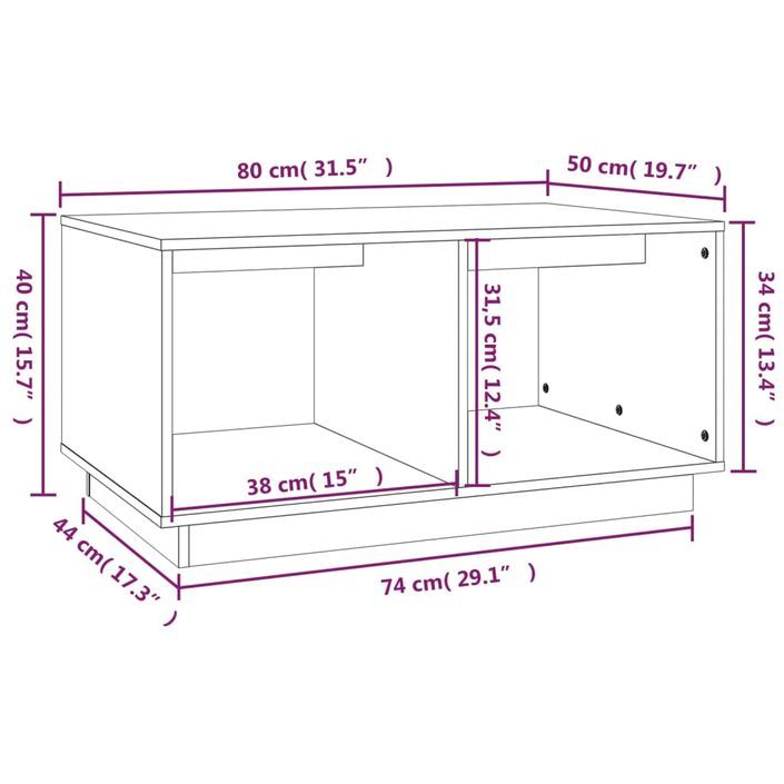 Table basse 80x50x40 cm Bois massif de pin - Photo n°8