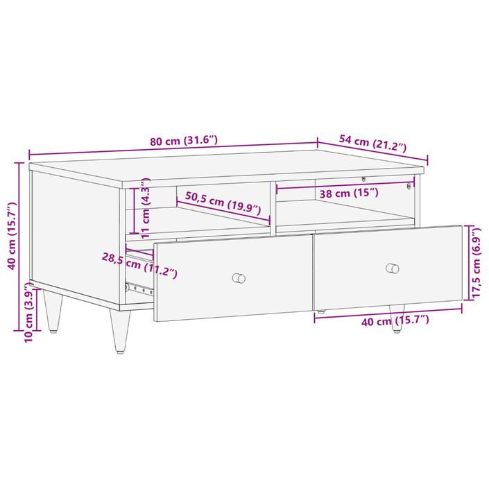 Table basse 80x54x40 cm bois de manguier massif - Photo n°11