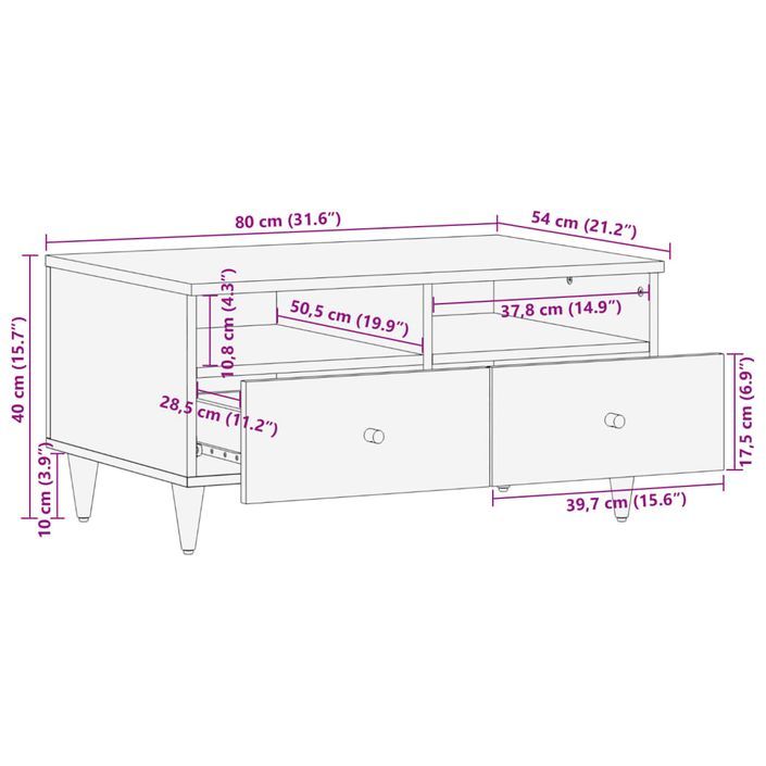 Table basse 80x54x40 cm bois de manguier massif - Photo n°11