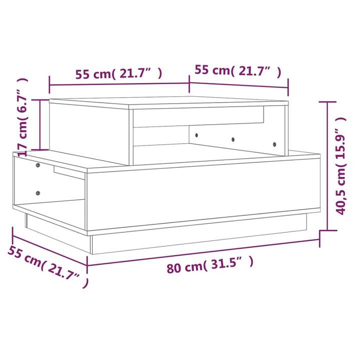 Table basse 80x55x40,5 cm Bois massif de pin - Photo n°8