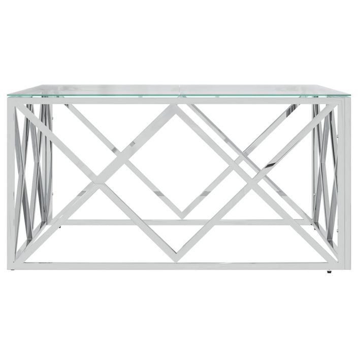 Table basse 80x80x40 cm acier inoxydable et verre - Photo n°3