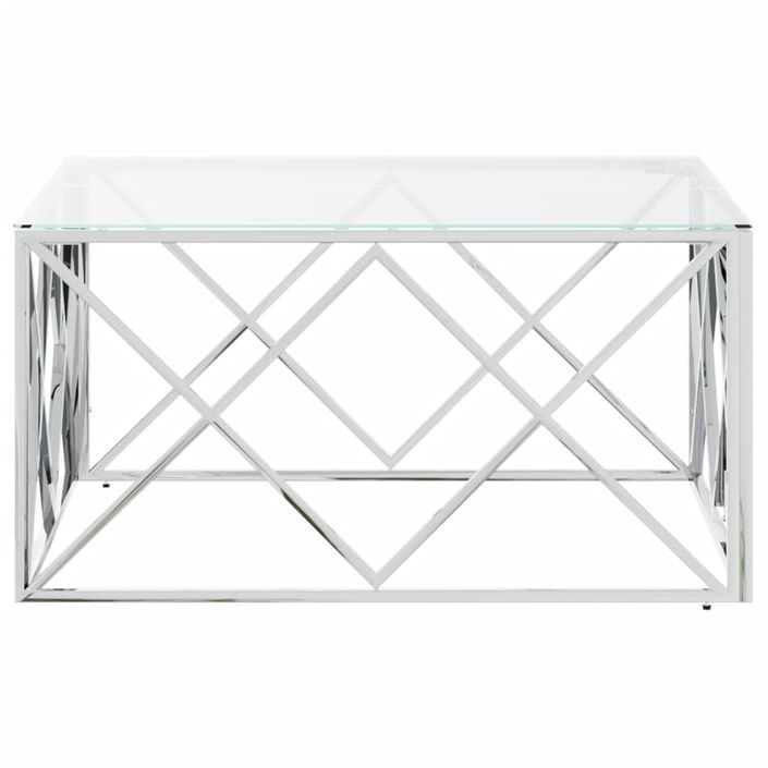 Table basse 80x80x40 cm acier inoxydable et verre - Photo n°4