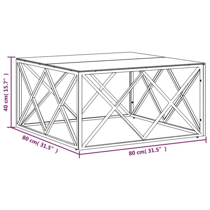 Table basse 80x80x40 cm acier inoxydable et verre - Photo n°6