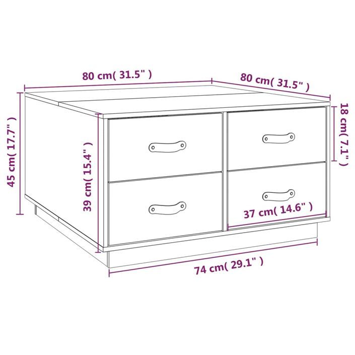 Table basse 80x80x45 cm Bois massif de pin - Photo n°10