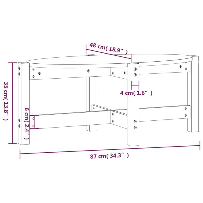 Table basse 87x48x35 cm Bois massif de pin - Photo n°8