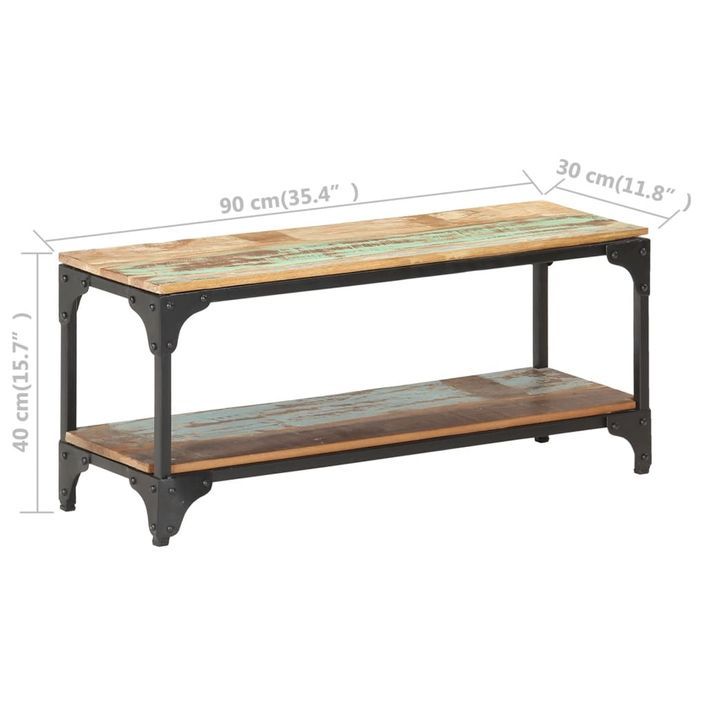 Table basse 90x30x40 cm Bois de récupération massif - Photo n°7