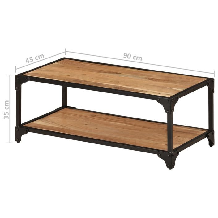 Table basse 90x45x35 cm Bois d'acacia solide - Photo n°8