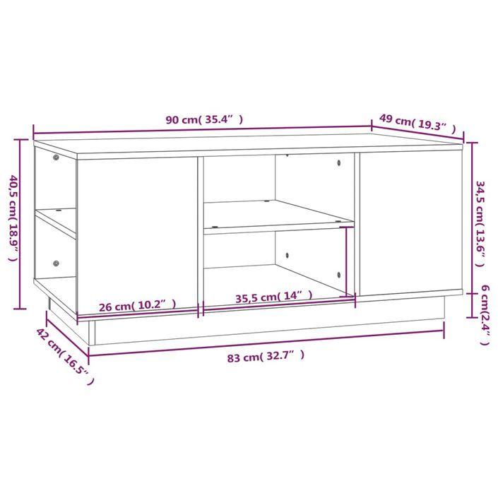 Table basse 90x49x40,5 cm Bois massif de pin - Photo n°8