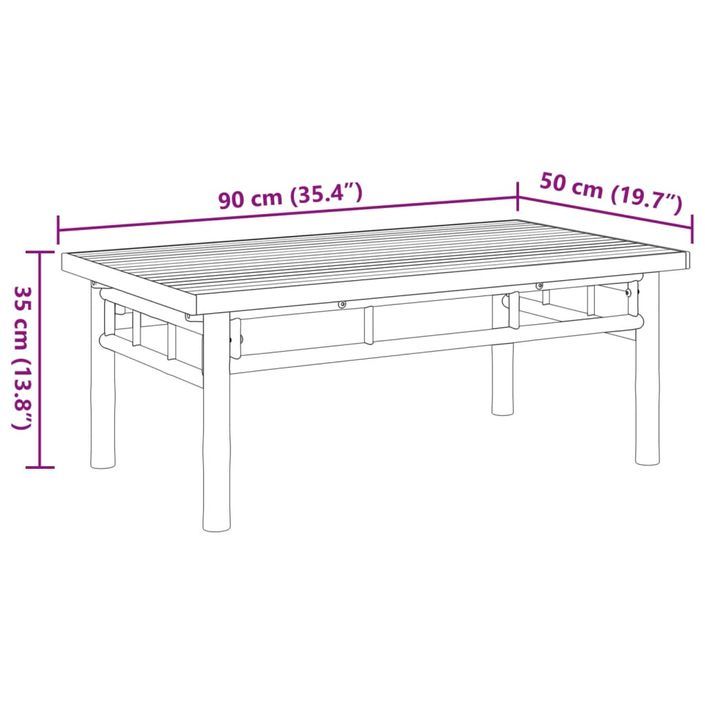 Table basse 90x50x35 cm bambou - Photo n°8