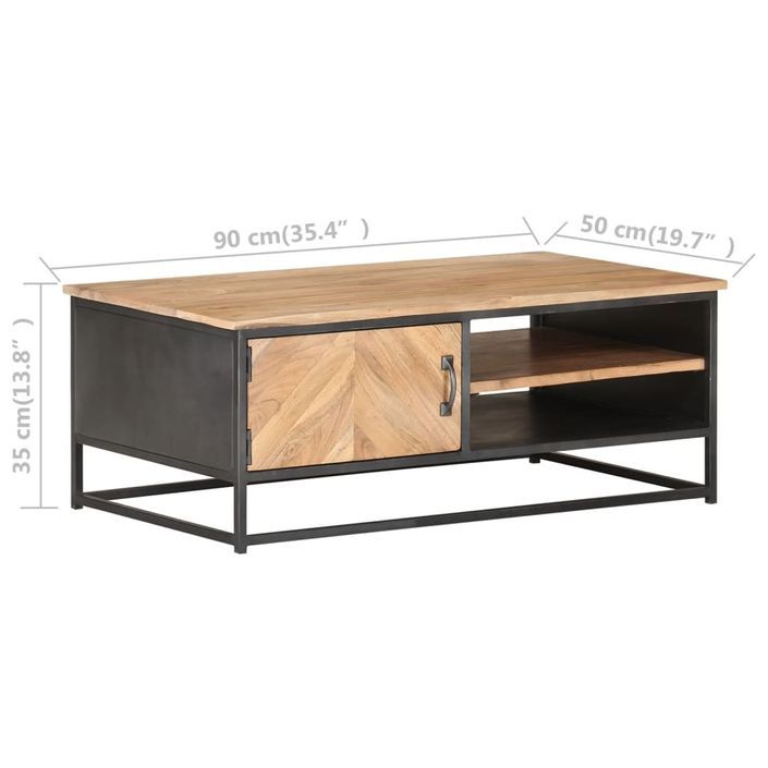 Table basse 90x50x35 cm Bois d'acacia massif - Photo n°7