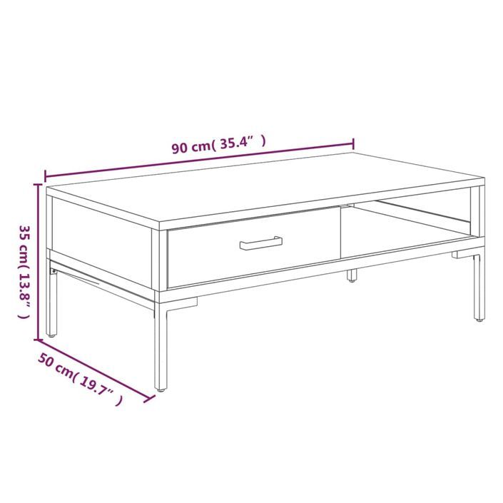 Table basse 90x50x35 cm Bois de pin massif - Photo n°9