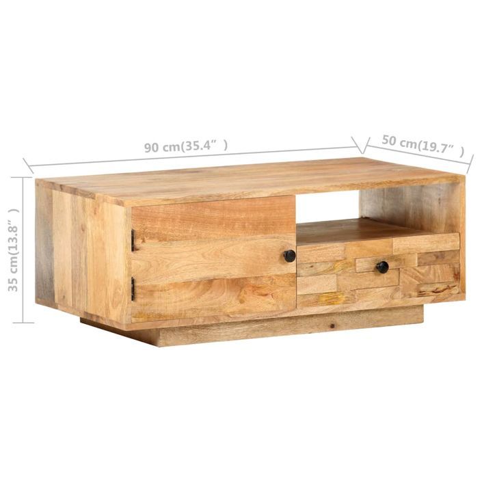 Table basse 90x50x35 cm Bois solide de manguier 2 - Photo n°7