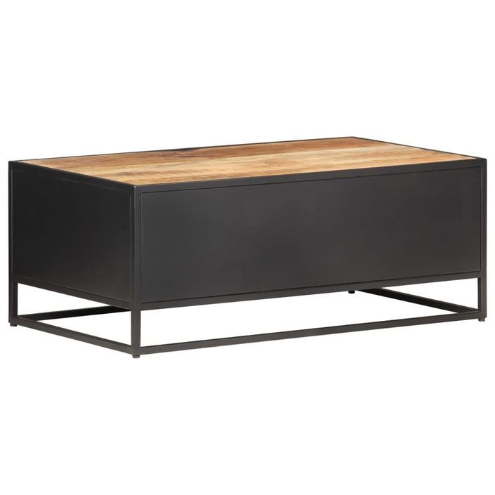 Table basse 90x50x35cm Bois de manguier brut et canne naturelle - Photo n°6