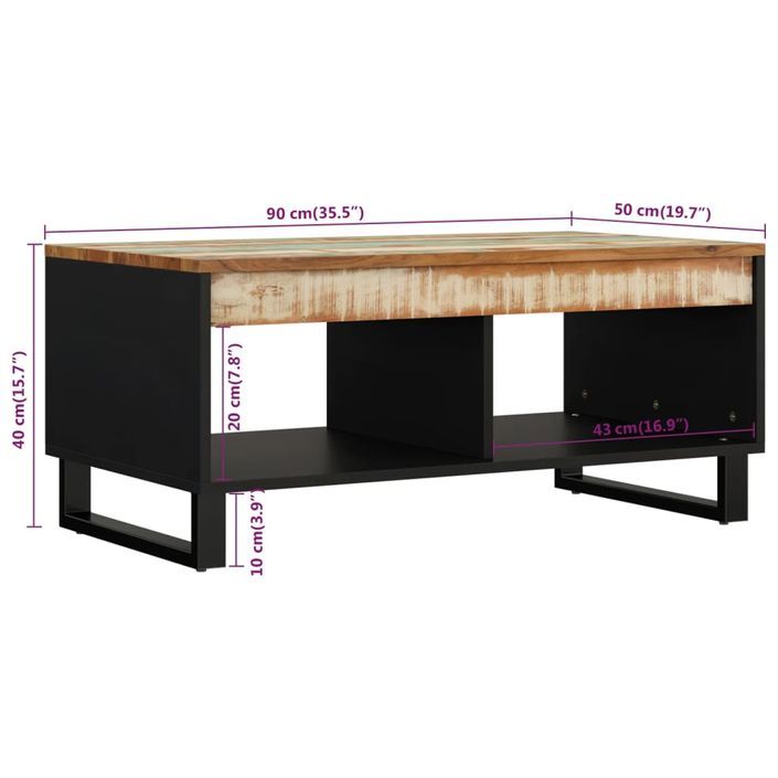 Table basse 90x50x40 cm bois de récupération massif - Photo n°7