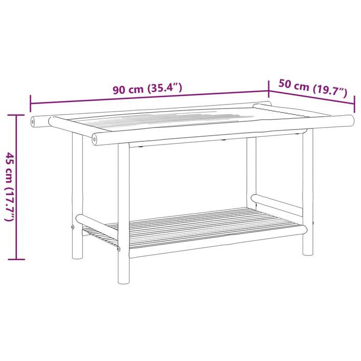 Table basse 90x50x45 cm bambou - Photo n°8