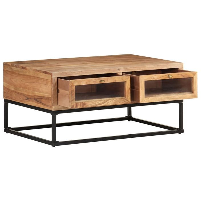 Table basse 90x60x40 cm Bois d'acacia massif - Photo n°5