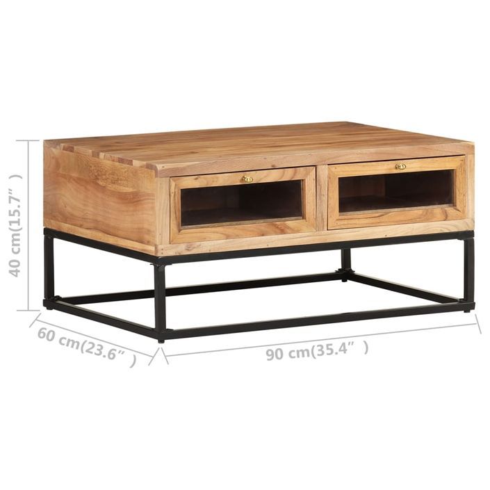 Table basse 90x60x40 cm Bois d'acacia massif - Photo n°7