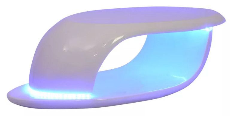 Table basse à LED fibre de verre blanc brillant Scoty - Photo n°1