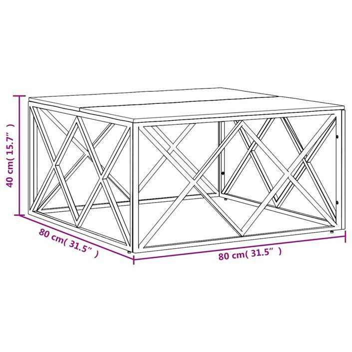 Table basse acier inoxydable et bois massif de récupération - Photo n°6