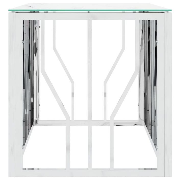 Table basse argenté 110x45x45 cm acier inoxydable et verre - Photo n°4