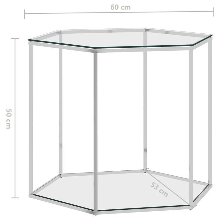 Table basse Argenté 60x53x50 cm Acier inoxydable et verre - Photo n°4