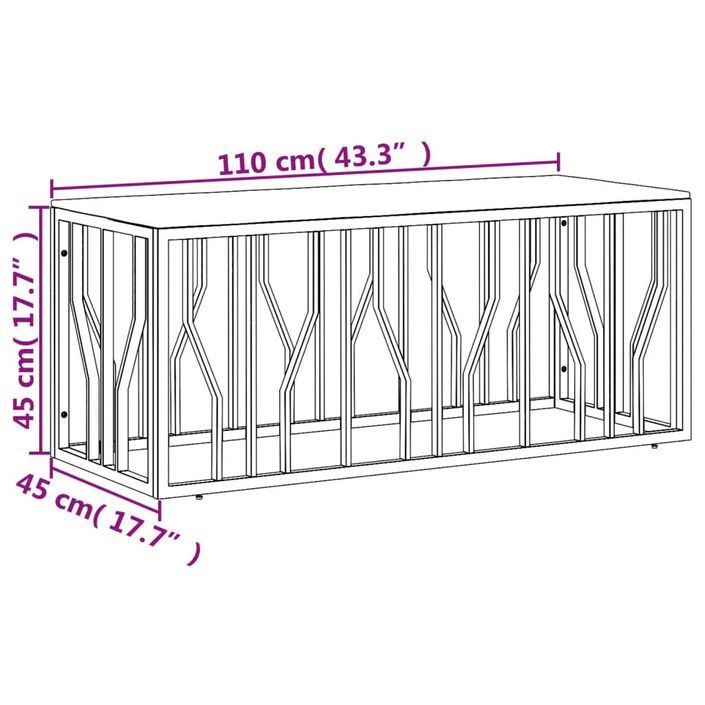 Table basse argenté acier inoxydable/bois massif récupération - Photo n°6