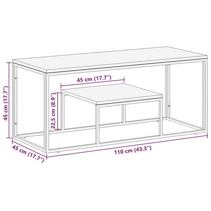 Table basse argenté acier inoxydable/bois massif récupération - Photo n°8