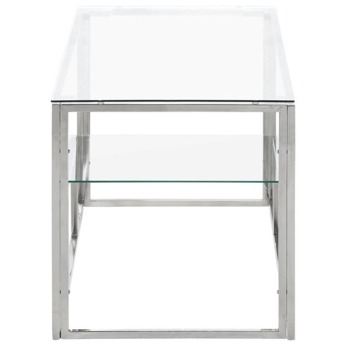 Table basse argenté acier inoxydable et verre trempé - Photo n°3