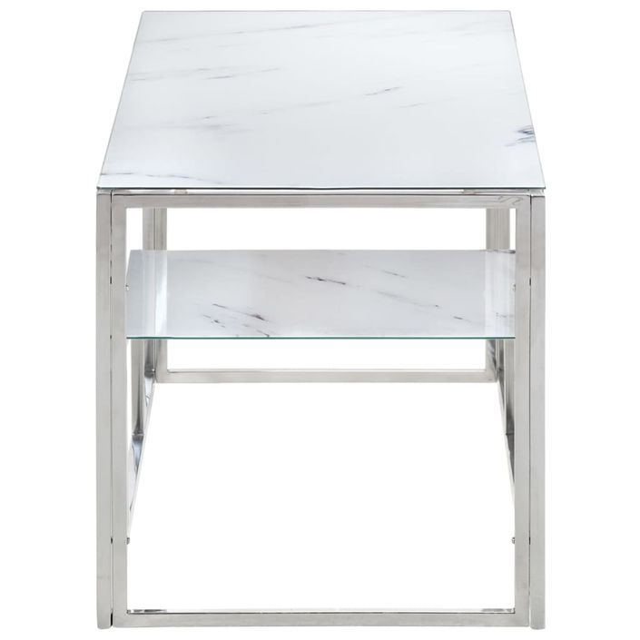 Table basse argenté acier inoxydable et verre trempé - Photo n°3