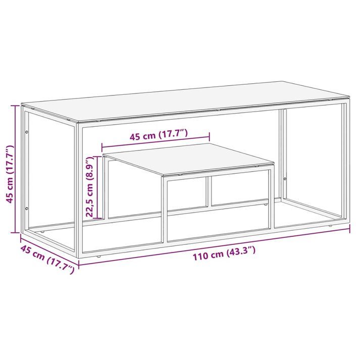 Table basse argenté acier inoxydable et verre trempé - Photo n°8