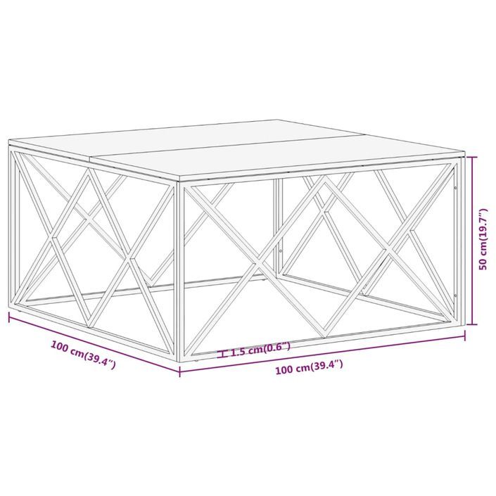 Table basse argenté inox et bois de récupération massif - Photo n°9