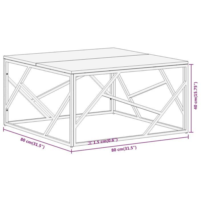 Table basse argenté inox et bois de récupération massif - Photo n°9