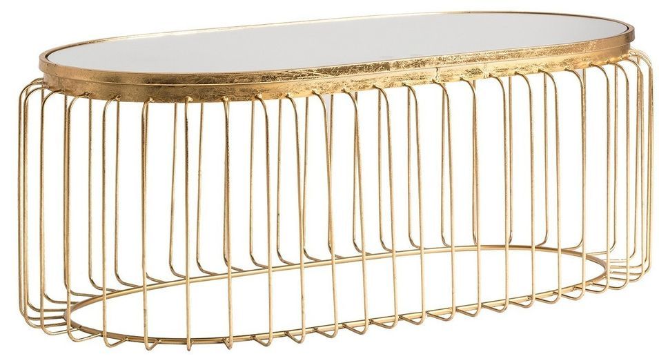 Table basse art déco métal doré et plateau miroir Innabelle - Photo n°1