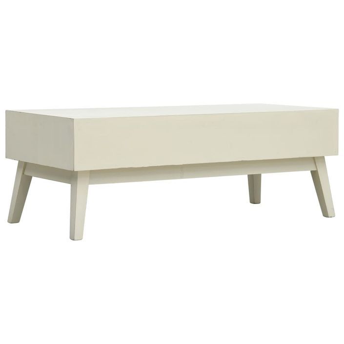 Table basse avec 2 tiroirs Gris sculpté 110x50x40 cm Bois - Photo n°4